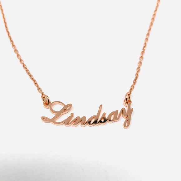 “LINDSAY” rose gold sterling silver name necklace, NWOT - Picture 3 of 6